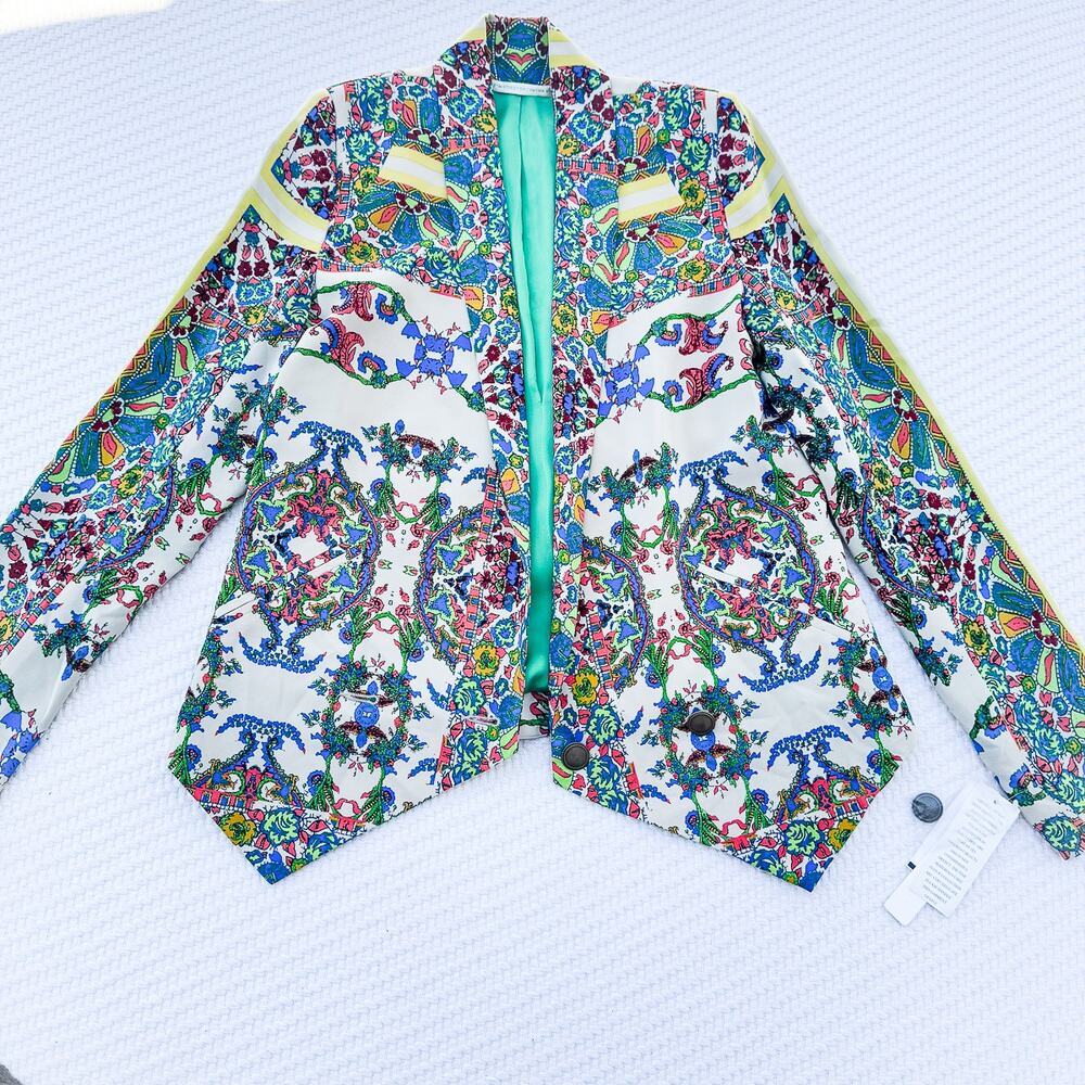 Twelfth Street Cynthia Vincent Patterned SIlk 100% Silk Blazer Size 0 NWT $209